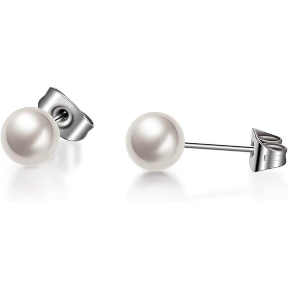 ⚡Classic Pearl Stud Earrings Elegant Round Imitation Pearl Earrings for Women - Picture 1 of 7